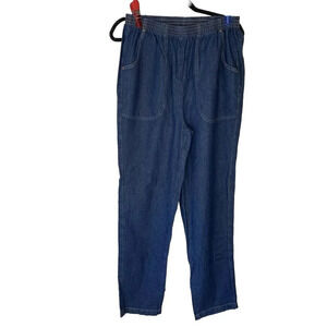 VTG Haband Chambray Blue Casual PullOn Pants Lady M Pocket Forever Fit High rise